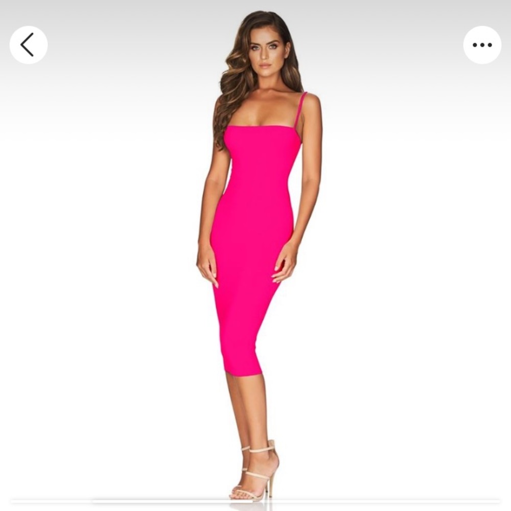 NOOKIE CHARLIZE STRAP MIDI DRESS - HOT PINK Size M